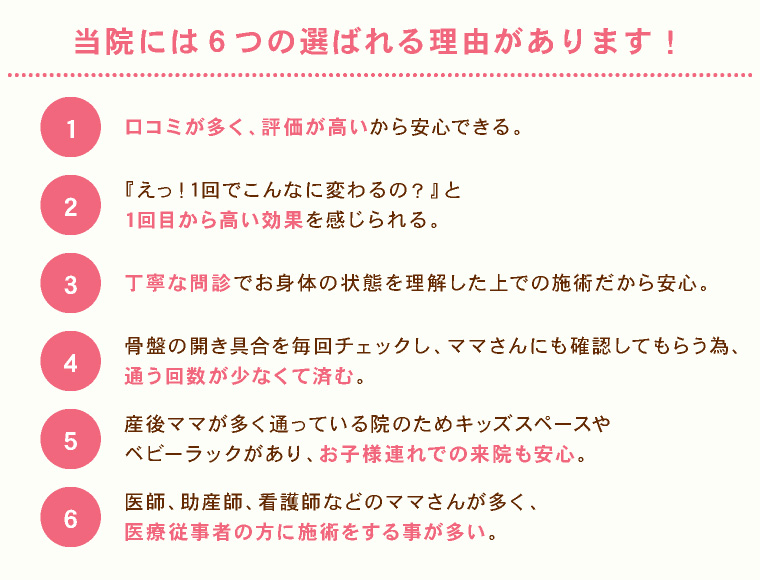 当院には6つの選ばれる理由があります!